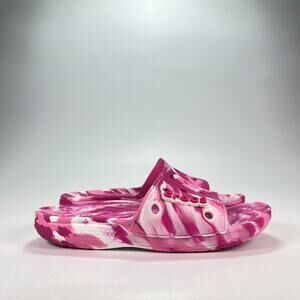 Crocs Classic Marbled Pink White Lightweight Comfort Slide Sandals Women’s Sz 6